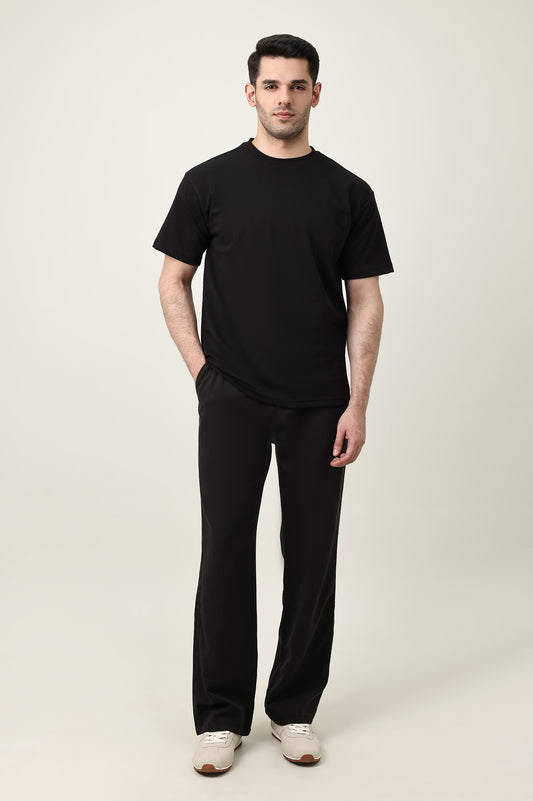 MEN SOLID HALF SLEEVE-BLACK