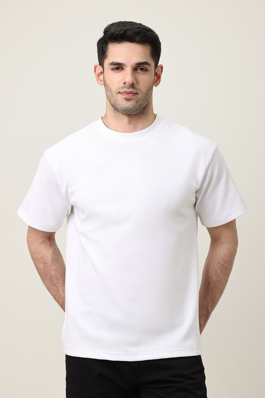 MEN SOLID HALF SLEEVE-WHITE
