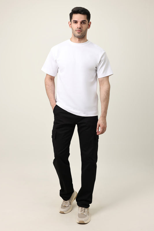 MEN SOLID HALF SLEEVE-WHITE