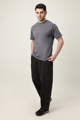 MEN SOLID HALF SLEEVE-DK-GREY
