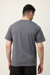 MEN SOLID HALF SLEEVE-DK-GREY