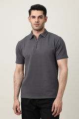 SMART CASUAL ZIP COLLAR T-SHIRT-GREY
