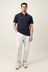 SMART CASUAL ZIP COLLAR T-SHIRT-NAVY