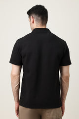 SMART CASUAL ZIP COLLAR T-SHIRT-BLACK