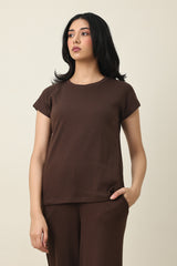 SLIMFLOW RIB TEXTURE ENSEMBLE-COFFEE