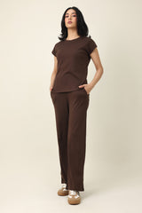 SLIMFLOW RIB TEXTURE ENSEMBLE-COFFEE