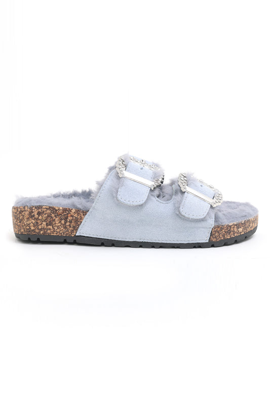 FUR SLIDES-GREY