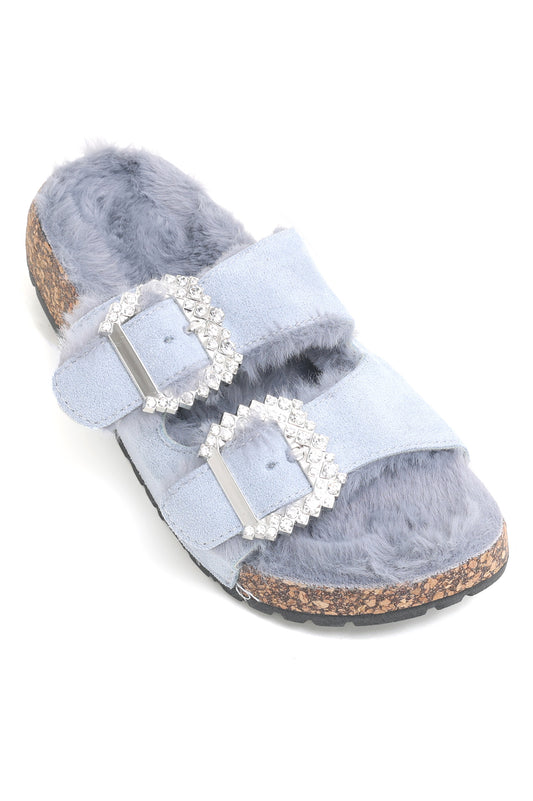 FUR SLIDES-GREY