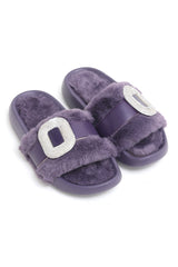 PLUSH GLAM FUR SLIDES-PURPLE