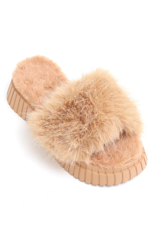 FUR SLIDES-CAMEL