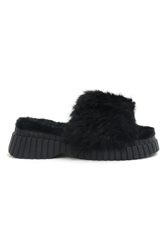FUR SLIDES-BLACK