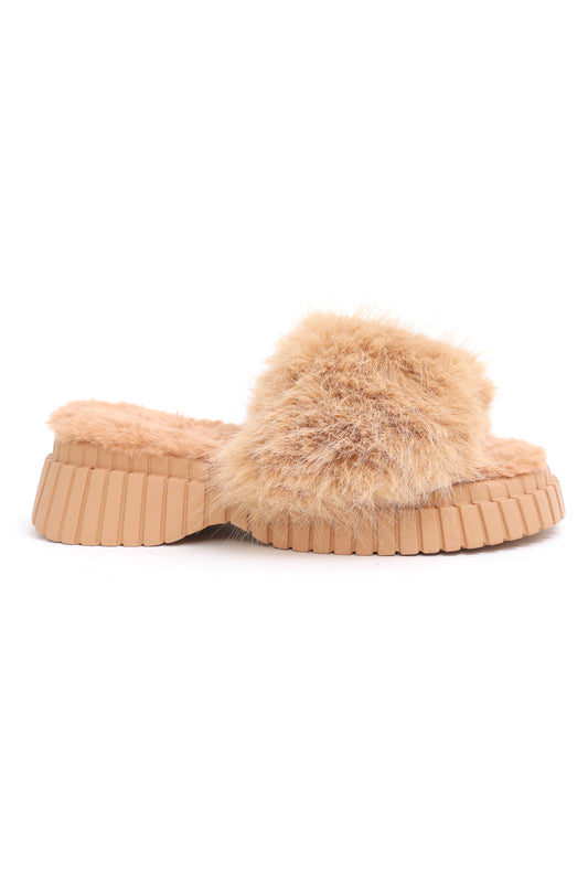 FUR SLIDES-CAMEL