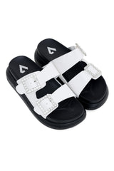 CHIC BUCKLE SUMMER SLIDES-WHITE