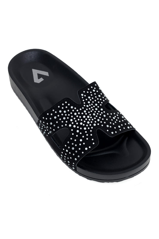 CHIC WOMEN SLIDES-BLACK