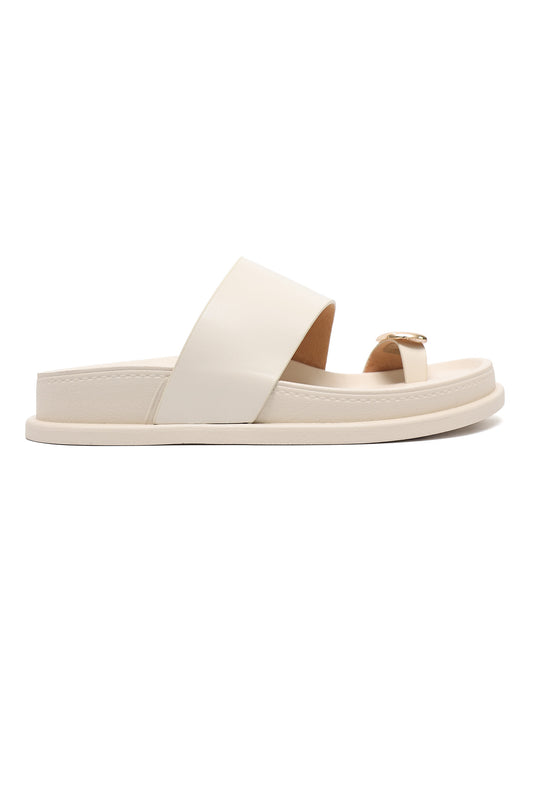 BOLD GOLD TOE LOOP SLIDE-BEIGE