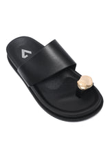 BOLD GOLD TOE LOOP SLIDE-BLACK