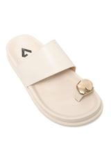 BOLD GOLD TOE LOOP SLIDE-BEIGE