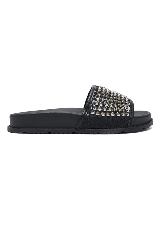 GLAM SHINE STRAP SLIDE-BLACK