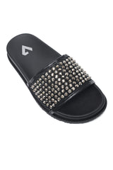 GLAM SHINE STRAP SLIDE-BLACK