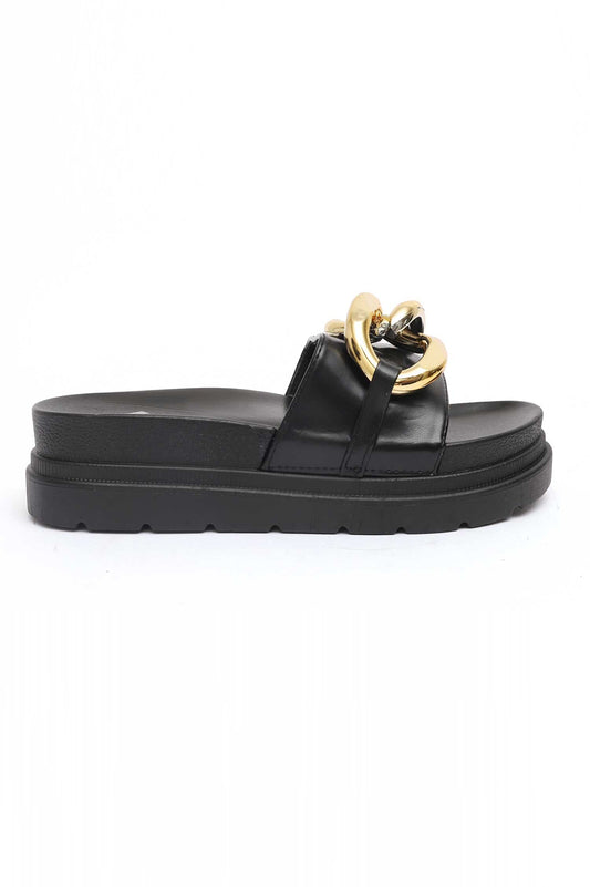 CHUNKY CHAIN SLIDES-BLACK