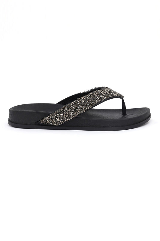 GLITTER FLIP FLOPS-BLACK