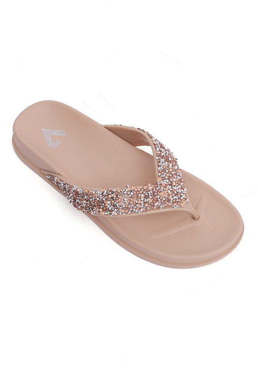 GLITTER FLIP FLOPS-ROSE GOLD