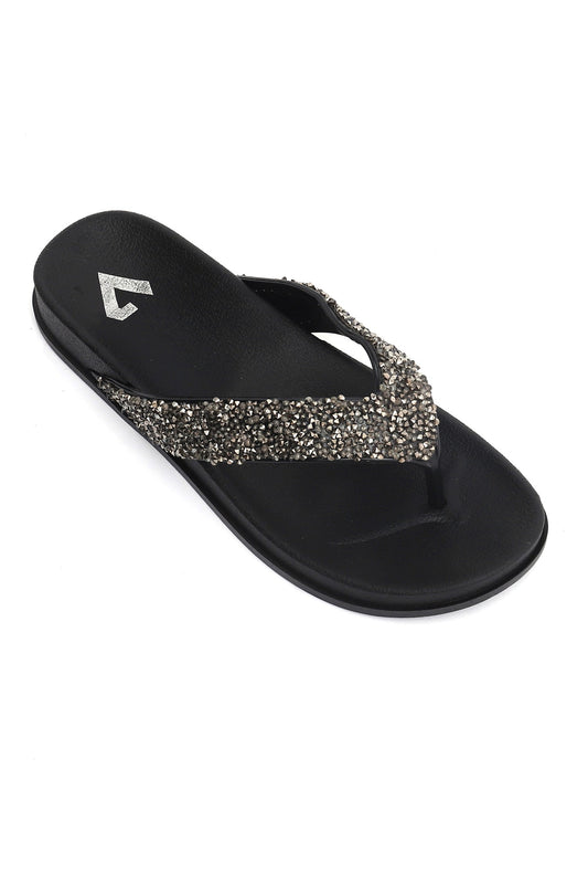 GLITTER FLIP FLOPS-BLACK