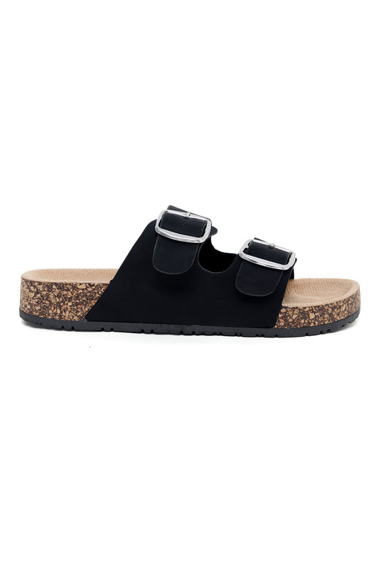 CHIC BUCKLE SUMMER SLIDE-BLACK