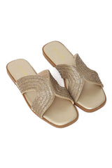 SHINEFLOW CROSS SLIDE-CHAMPAGNE