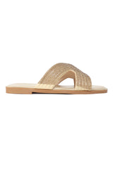 SHINEFLOW CROSS SLIDE-CHAMPAGNE