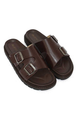WALKLINER TWIN BUCKLE SANDAL-COFFEE