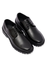 FAUX LEATHER LACEUPS-BLACK