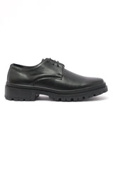 FAUX LEATHER LACEUPS-BLACK