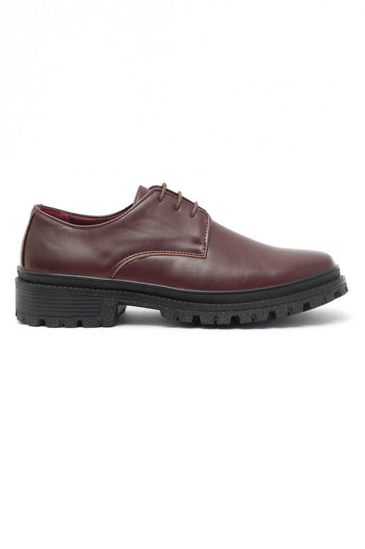 FAUX LEATHER LACEUPS-WINE