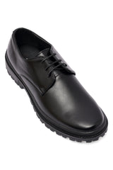 FAUX LEATHER LACEUPS-BLACK