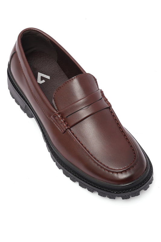 CHUNKY LEATHER LOAFER-COFFEE