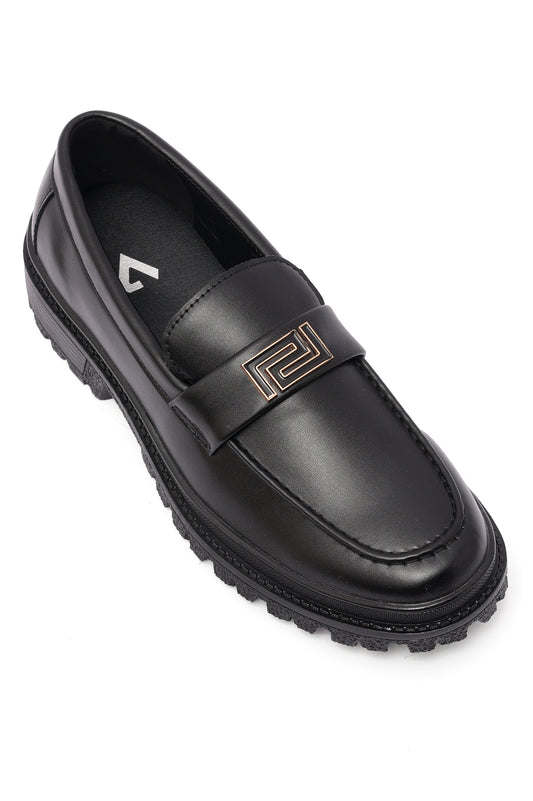 CHUNKY LEATHER LOAFER-BLACK