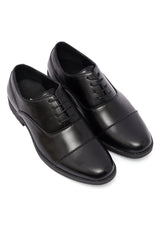 FAUX LEATHER LACEUPS-BLACK