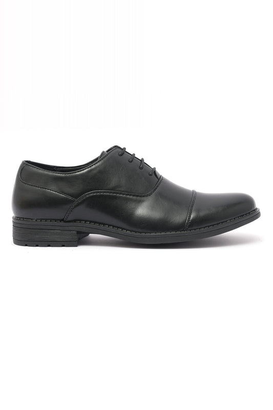 FAUX LEATHER LACEUPS-BLACK