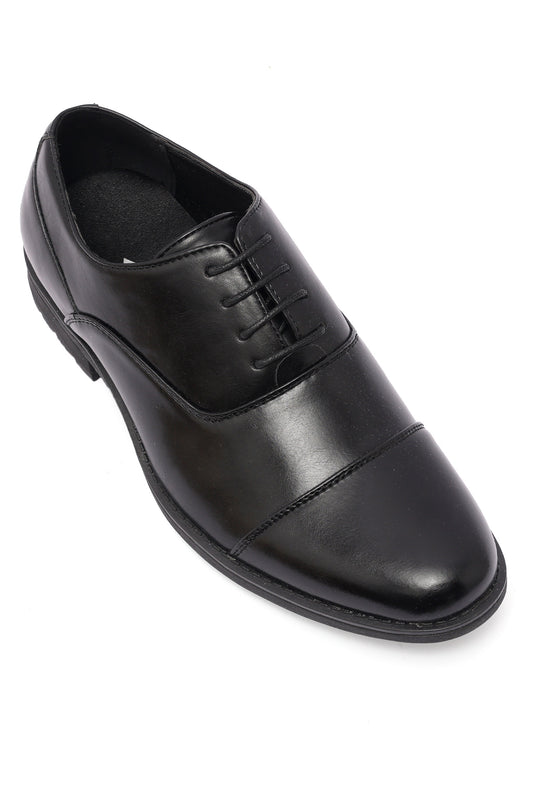 FAUX LEATHER LACEUPS-BLACK