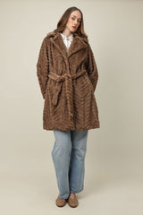 FUR EMBRACE COAT-BROWN