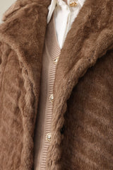 FUR EMBRACE COAT-BROWN