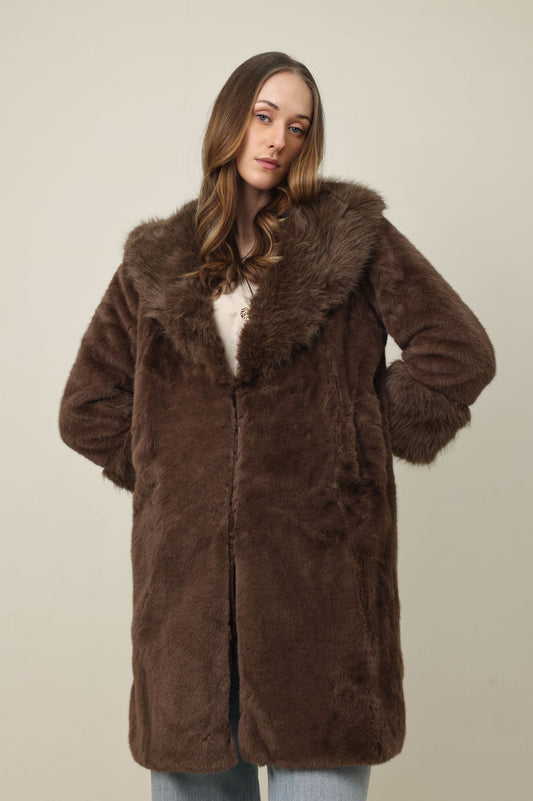 GLACIER RISE FUR COAT-COFFEE