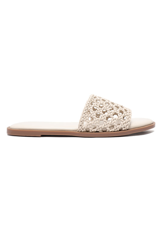 NETTED MESH CASUAL SLIDES-BEIGE
