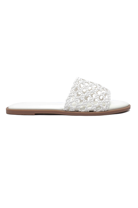 NETTED MESH CASUAL SLIDES-WHITE