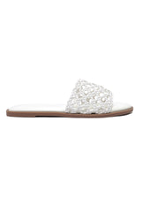 NETTED MESH CASUAL SLIDES-WHITE