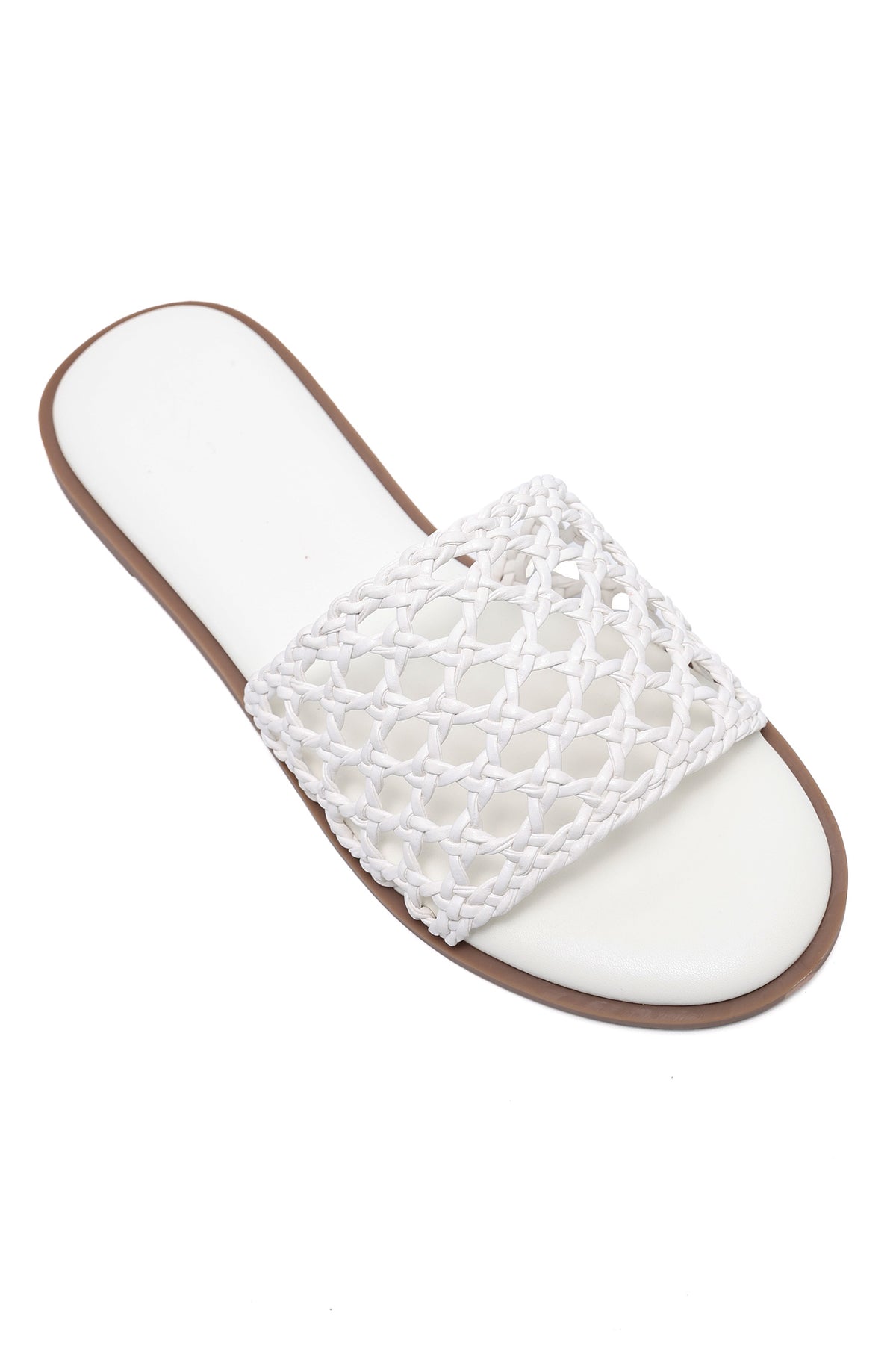 NETTED MESH CASUAL SLIDES-WHITE