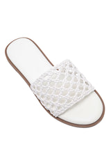 NETTED MESH CASUAL SLIDES-WHITE