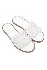 NETTED MESH CASUAL SLIDES-WHITE