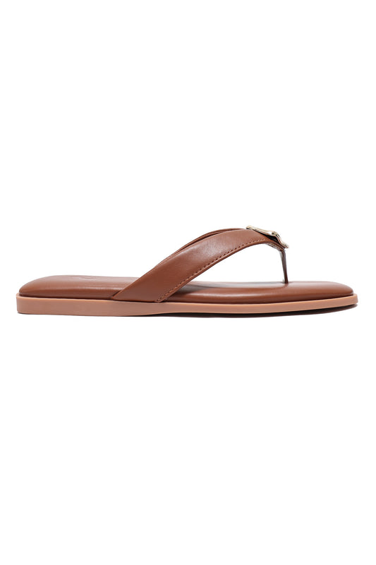 MEDALLION FLAT SLIDES-CAMEL